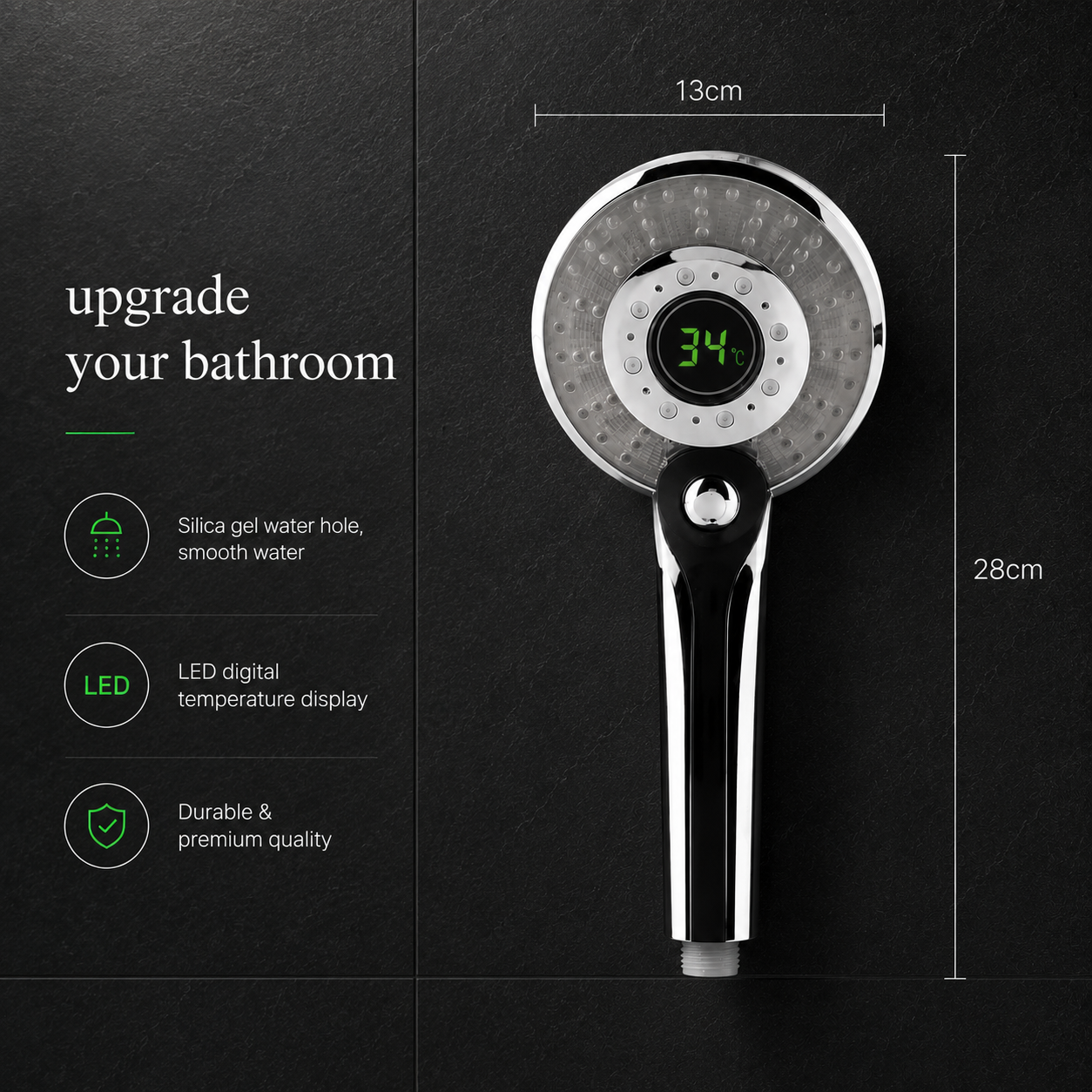 Showersense, LED Temperature Control Shower Head